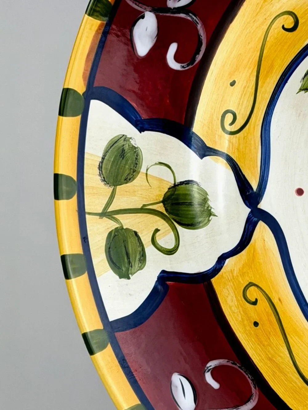Pier 1 Vallarta Hand Painted Earthenware Serving Platter, 13 Inch Round Plate